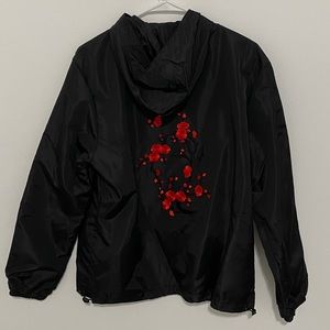 Black Windbreaker with roses on back